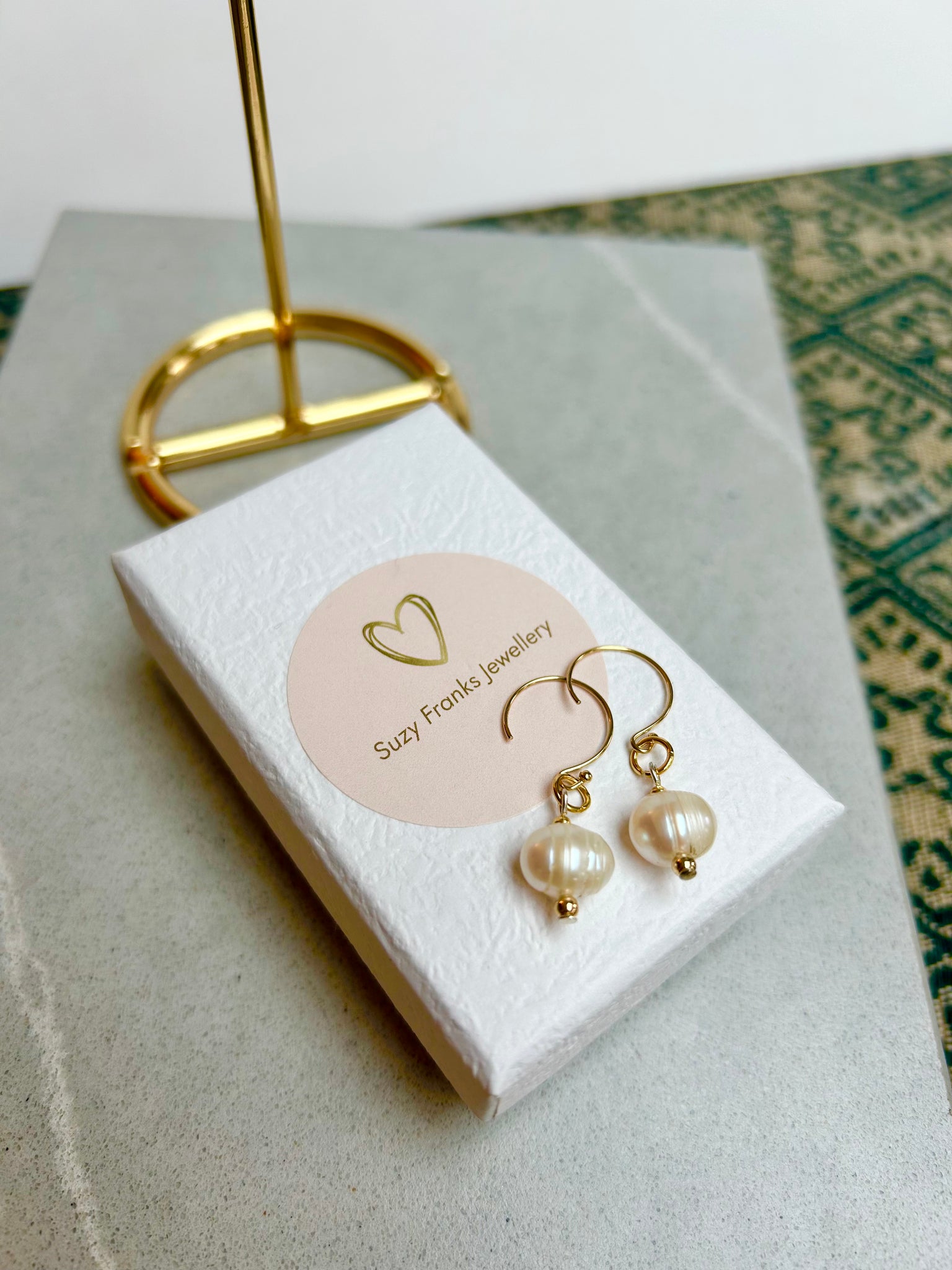 Pearl on Gold Half Ring