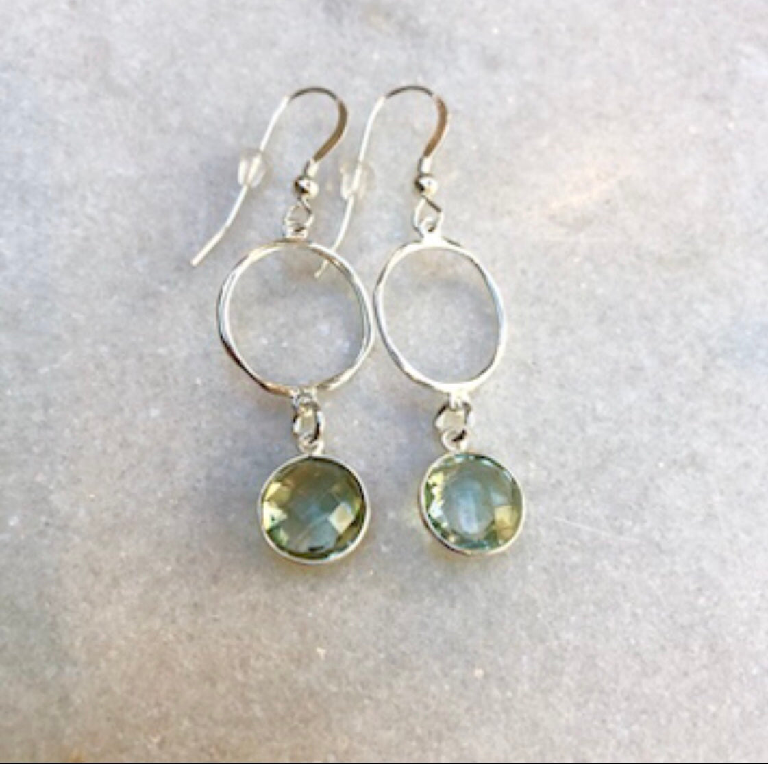 Green Amethyst and Sterling Silver Earrings