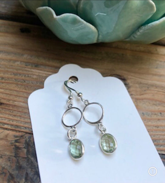 Green Amethyst and Sterling Silver Earrings