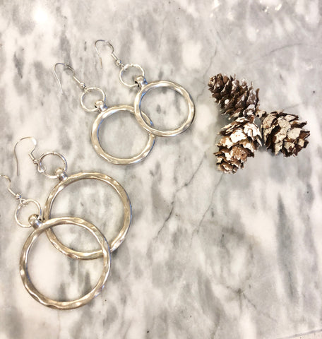 Hammered Silver Hoops