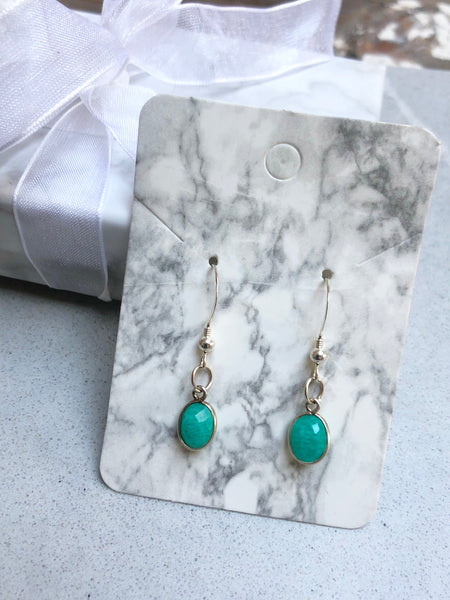 Sterling Silver Wrapped Amazonite Earrings