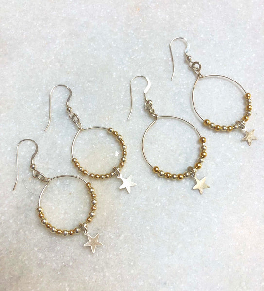 Sterling Silver Hoops with Stars