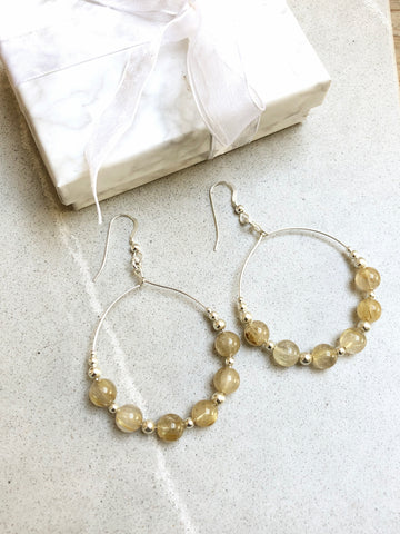 Large Golden Rutile Quartz Hoops