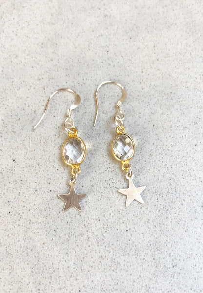 Quartz Crystal and Star Earrings