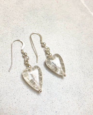 Quartz Crystal Heart Earrings