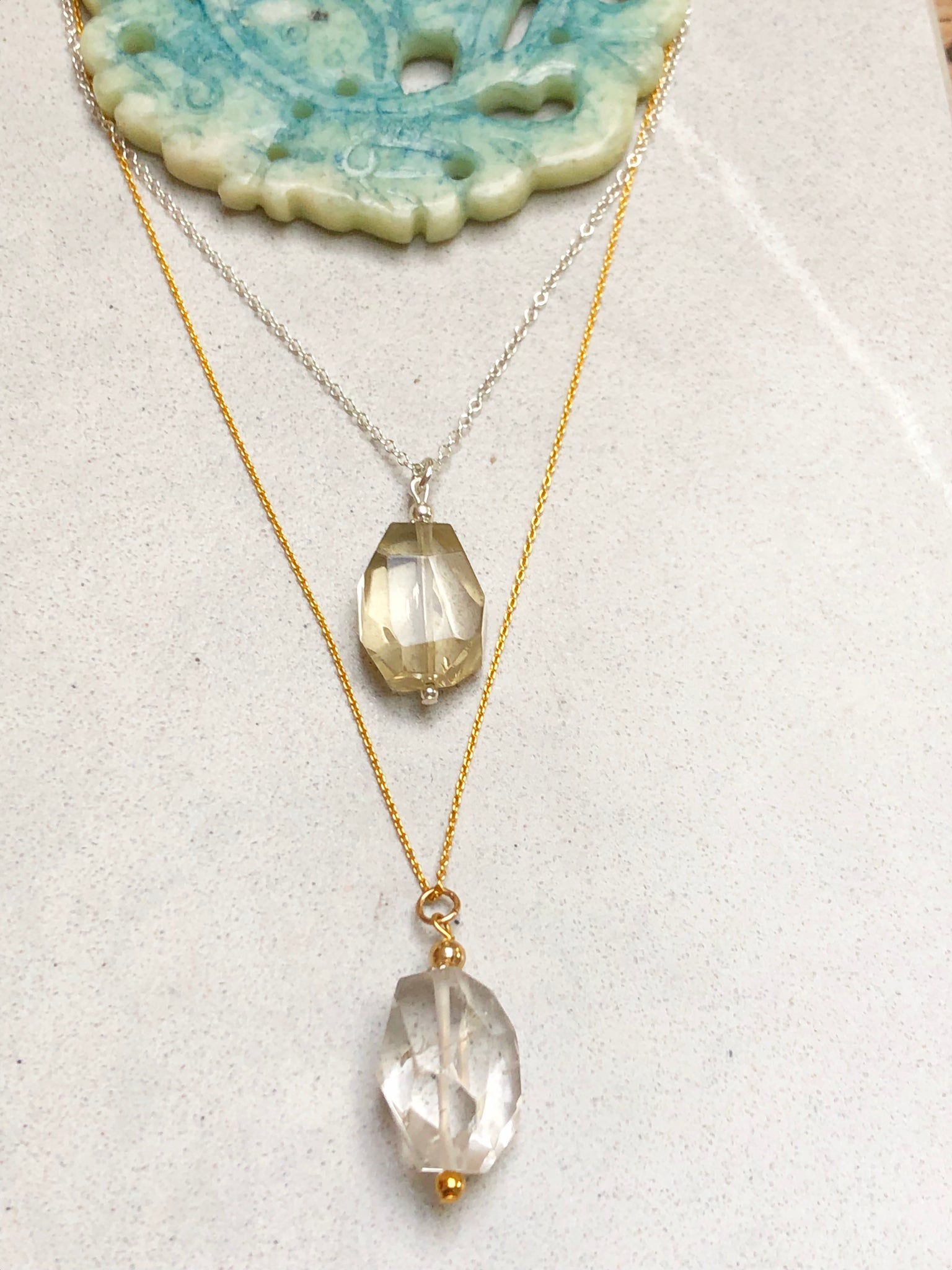 Clear Quartz or Lemon Quartz Pendants