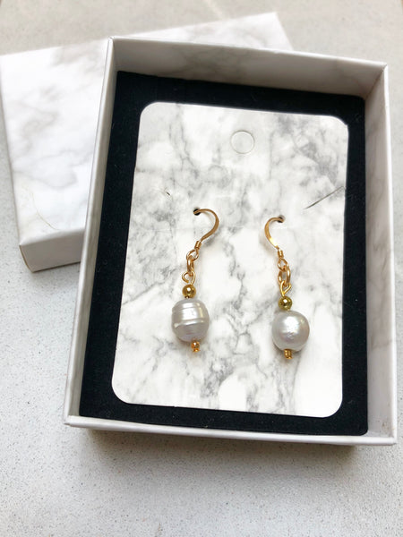 Pale Grey Freshwater Pearl Earrings