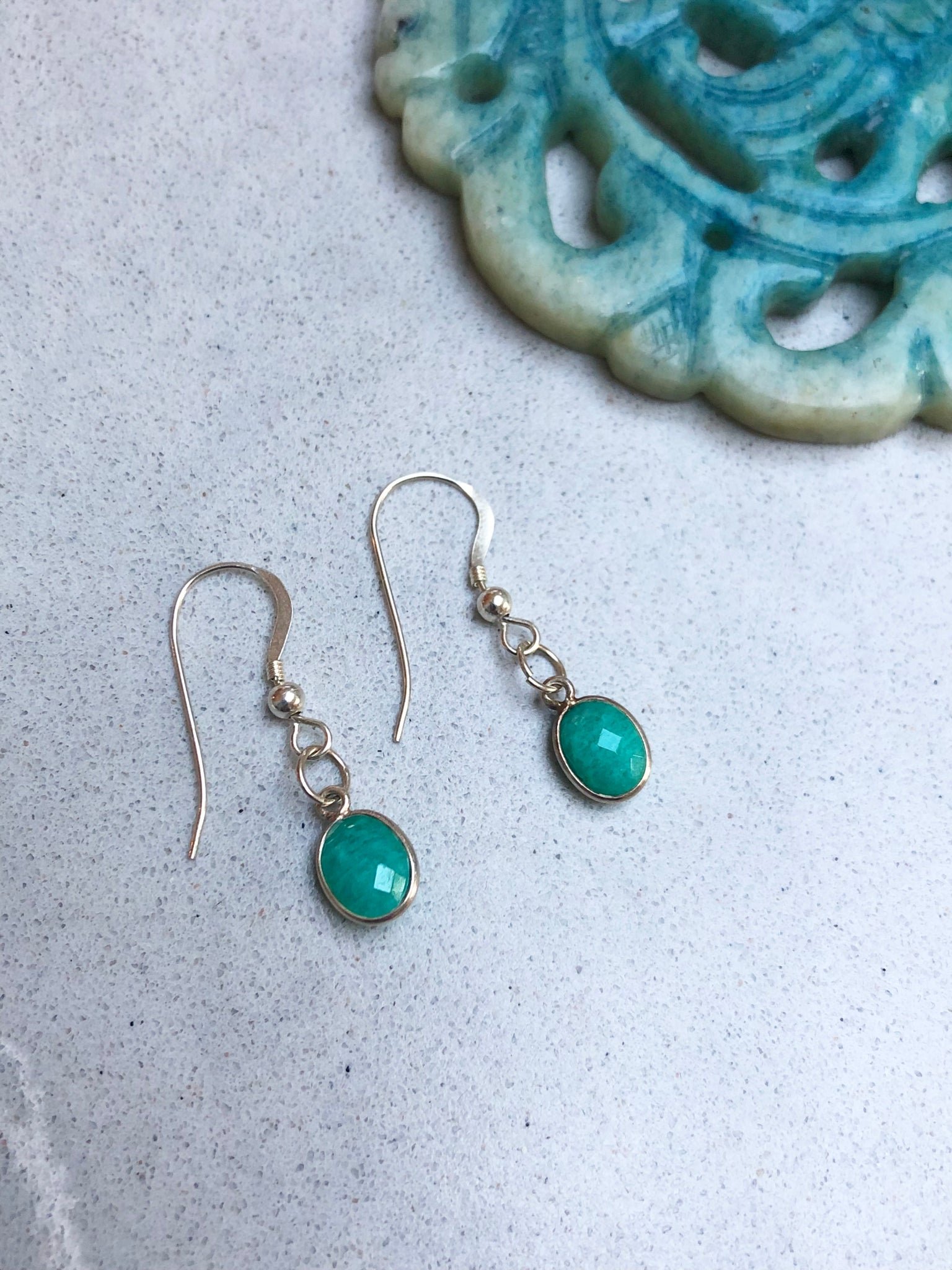 Sterling Silver Wrapped Amazonite Earrings