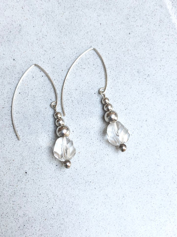 Quartz Crystal and Sterling Drop Earrings