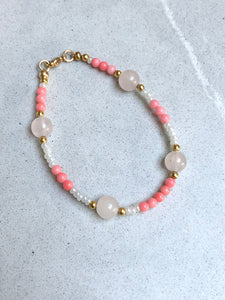 Coral and Rose Quartz Bracelet