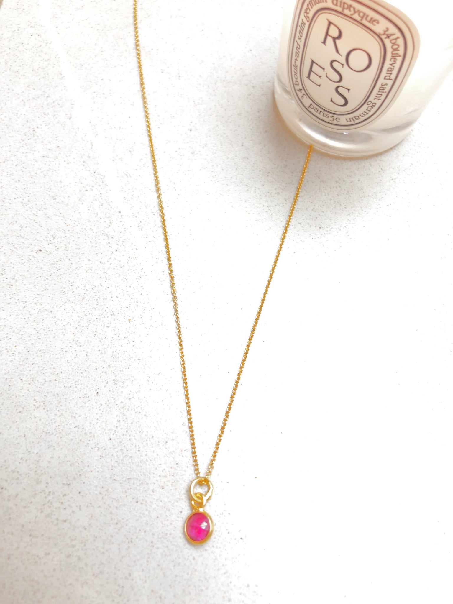 Ruby on Gold Chain Necklace