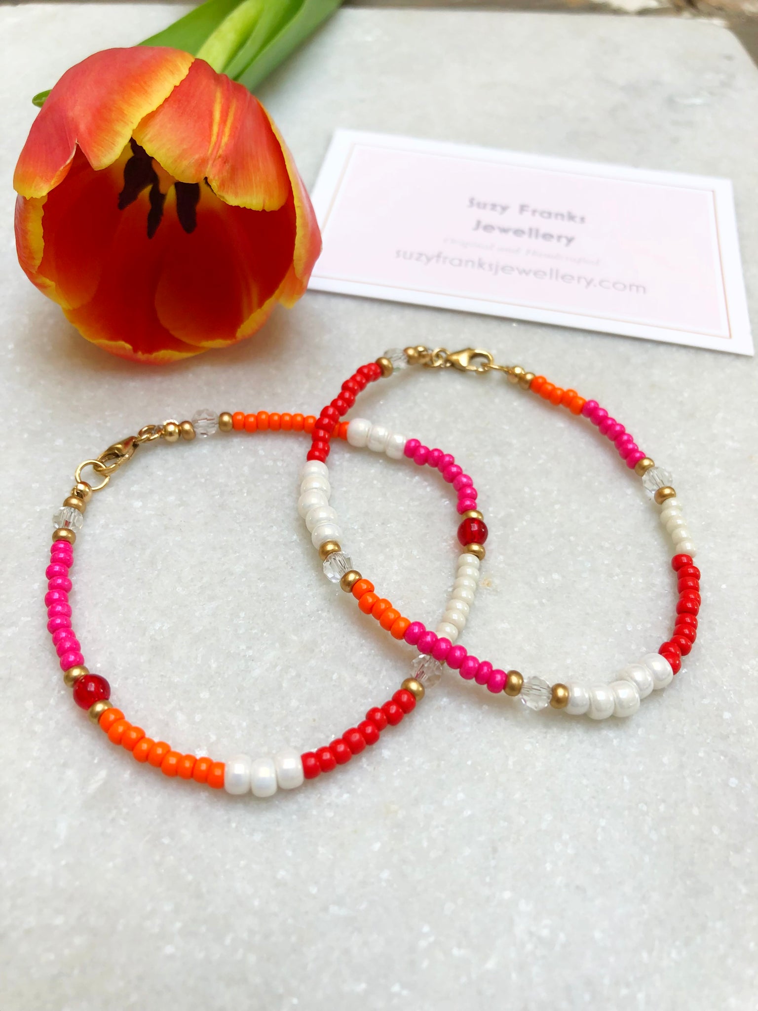 Pink, Red, Orange Mijuki Bracelet