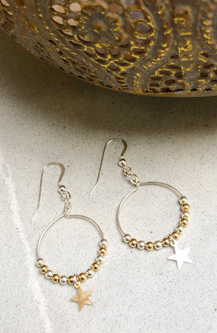 Sterling Silver Hoops with Stars