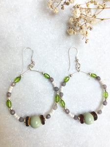 Sterling Silver and Green Crystal Earrings