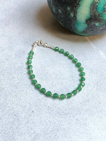 Green Agate and Sterling Silver Bracelet