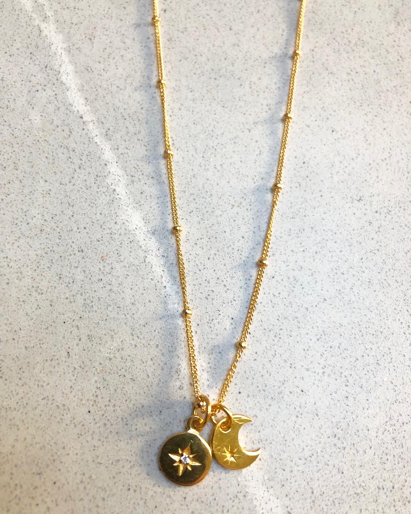 Gold Vermeil Star and Crescent Necklace