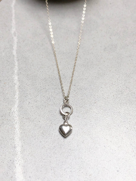 Sterling Silver Puff Heart Necklace