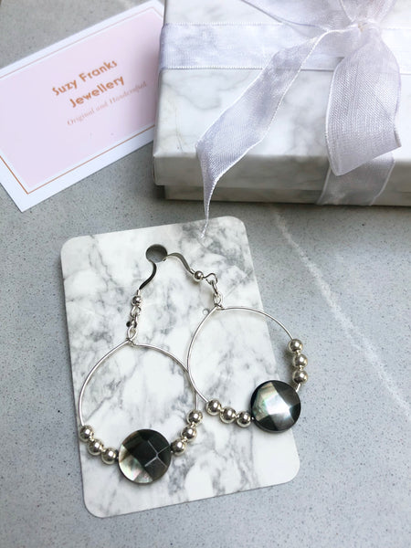 Mother of Pearl and Sterling Silver Earrings