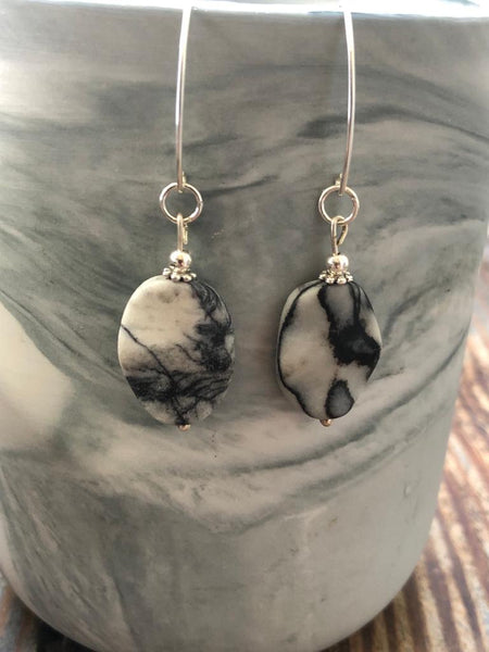 Jasper and Sterling Silver long drops