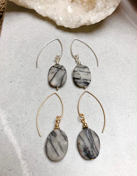 Jasper and Sterling Silver long drops